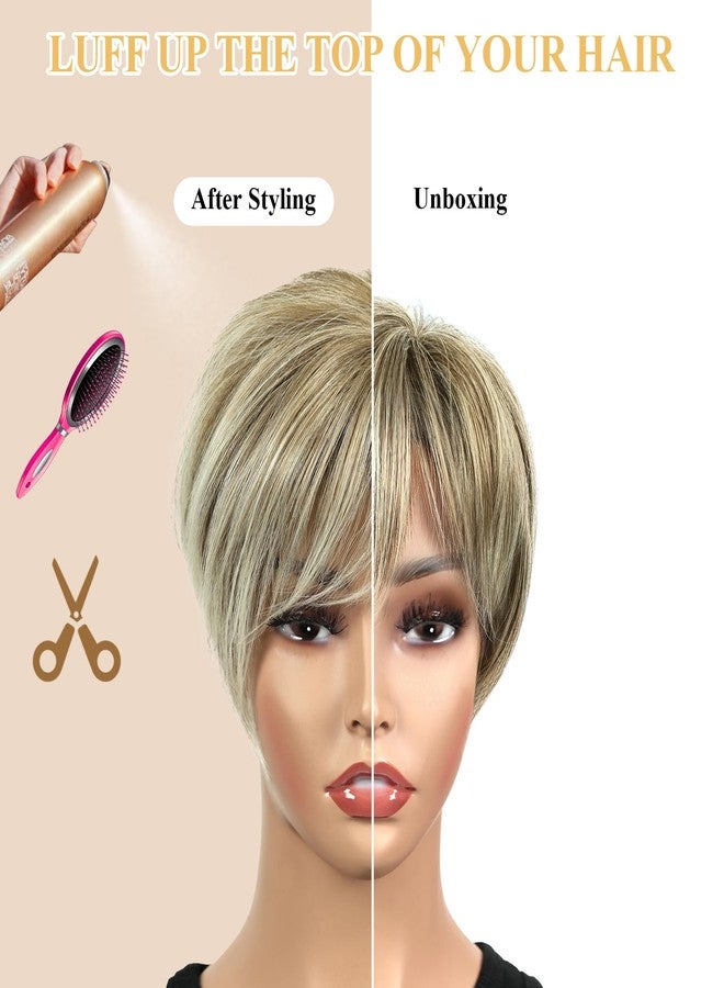 QUEENTAS Blonde Hair Topper for Women with Thinning Hair 6.5"*6"Large Coverage Short Synthetic Pieces with 5 Clips in Wiglets(Ombre Blonde) - Image 5